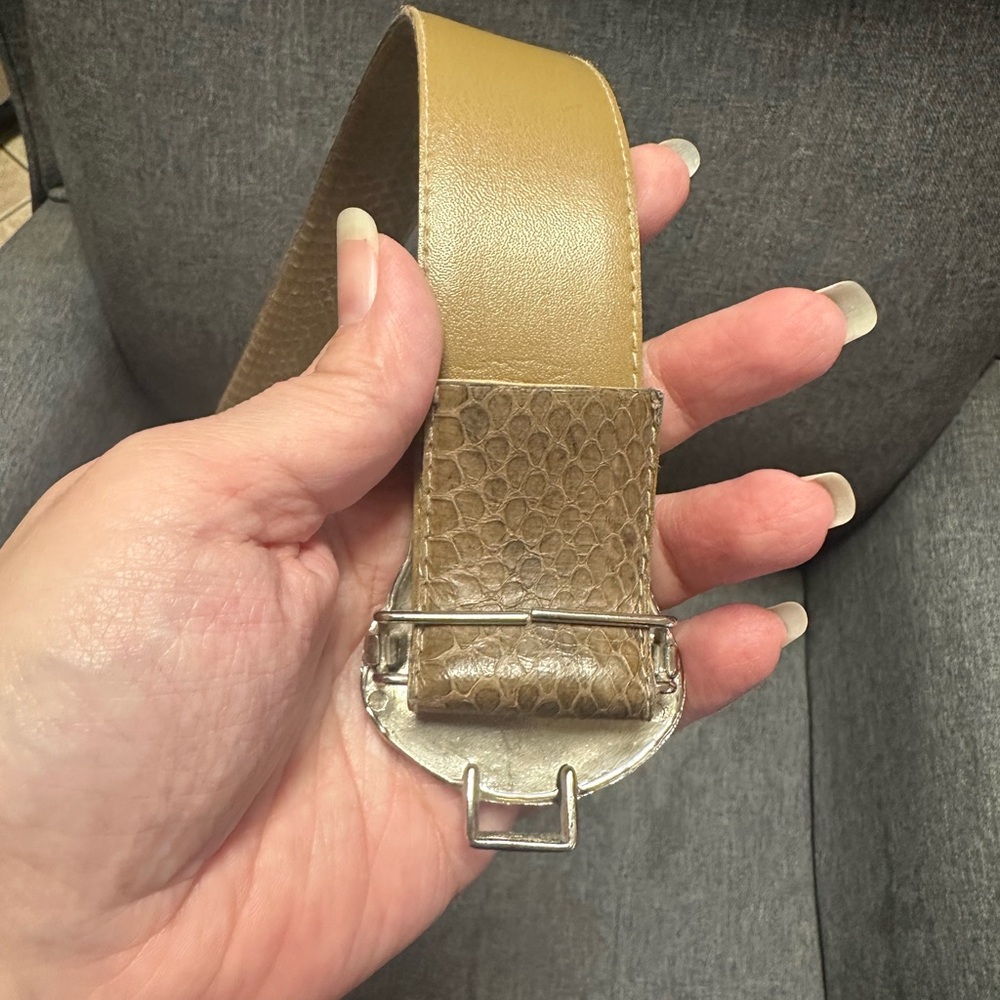 Vintage Dame Belt & Bag Genuine Snakeskin Belt- Silver and Gold Buckle - Picture 9 of 10